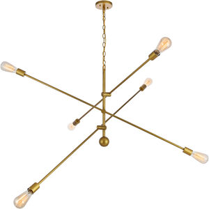 Axel 6 Light 55 inch Brass Pendant Ceiling Light