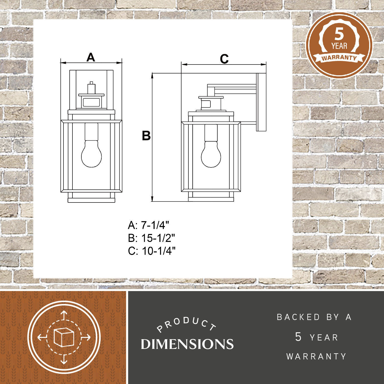 Hyde Park Espresso Bronze Outdoor Motion Sensor, Dualux