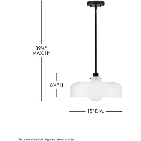 Maisie 1 Light 15 inch Black Pendant Ceiling Light in Cased Opal