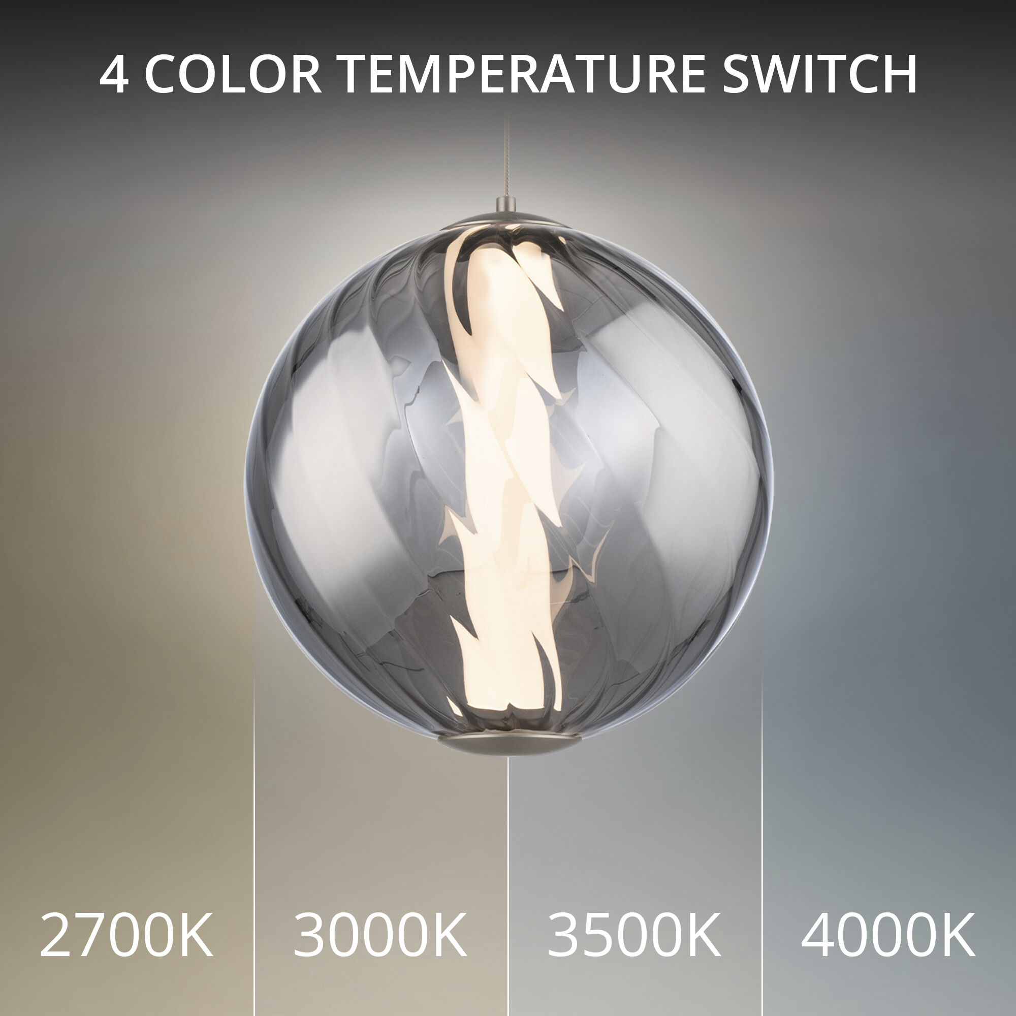 Swirly LED 9.9 inch Smoke Glass and Brushed Nickel Indoor Hanging Lighting Ceiling Light in 3500K