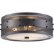 Column 3 Light 15 inch Rubbed Oil Bronze Flushmount Ceiling Light