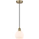 Edison Athens LED 6 inch Antique Brass Mini Pendant Ceiling Light in Matte White Glass
