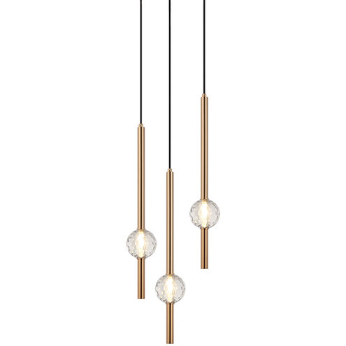 Windchimer LED 13.38 inch Aged Gold Brass Pendant Ceiling Light