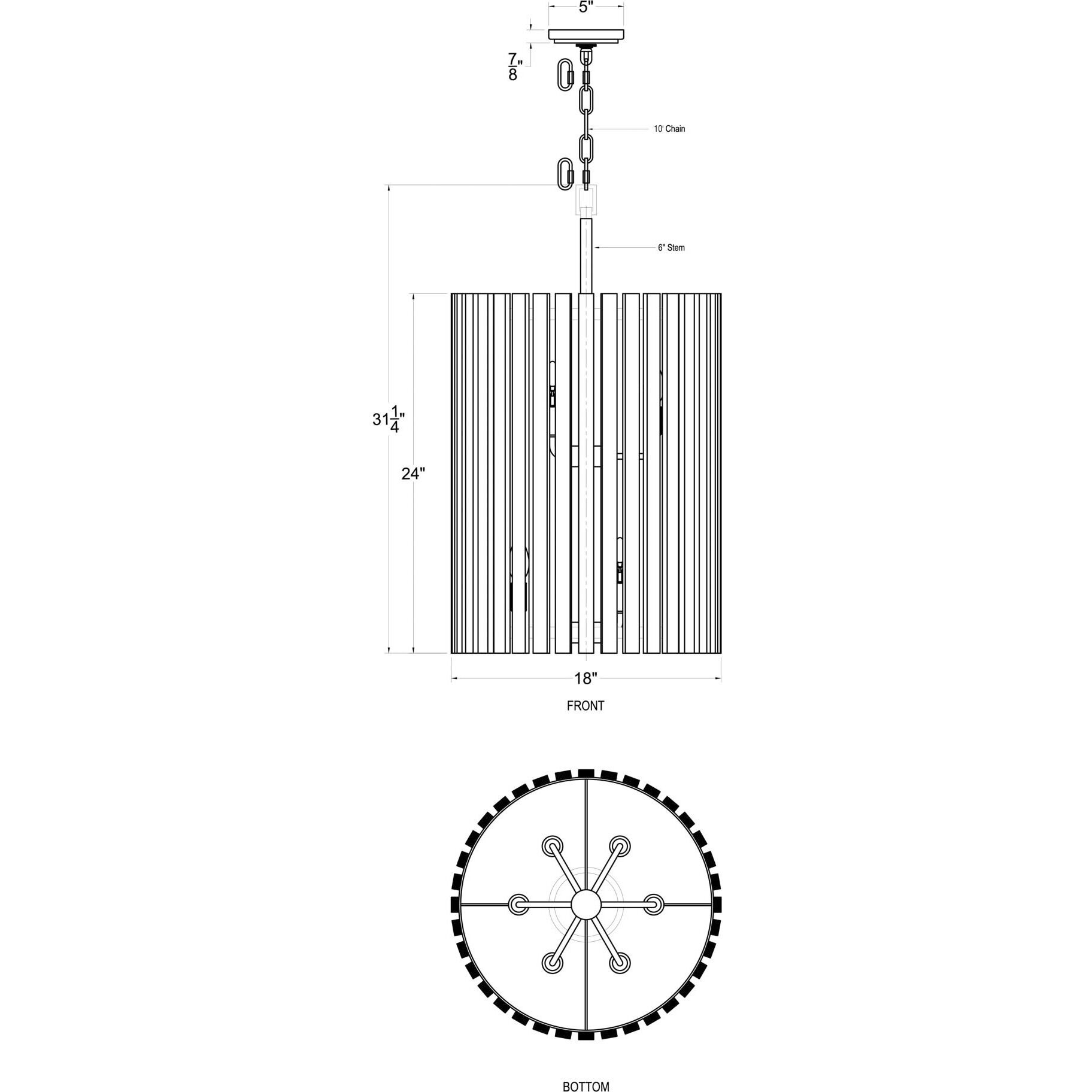 Suratto 6 Light 18 inch Matte Black and Honey Blonde Foyer Pendant Ceiling Light in Matte Black/Honey Blonde