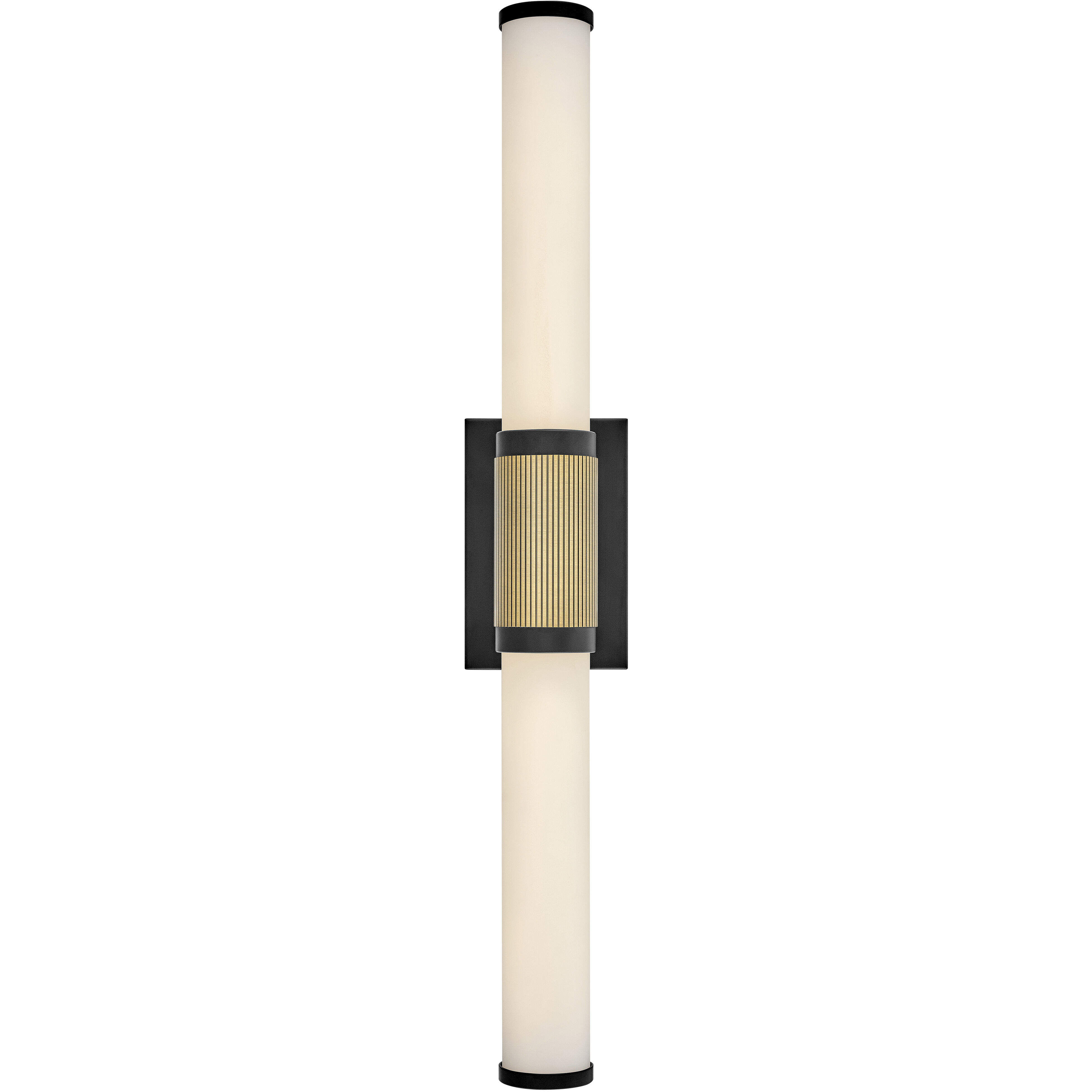 Zevi LED 29 inch Black with Lacquered Brass Vanity Light Wall Light, Vertical