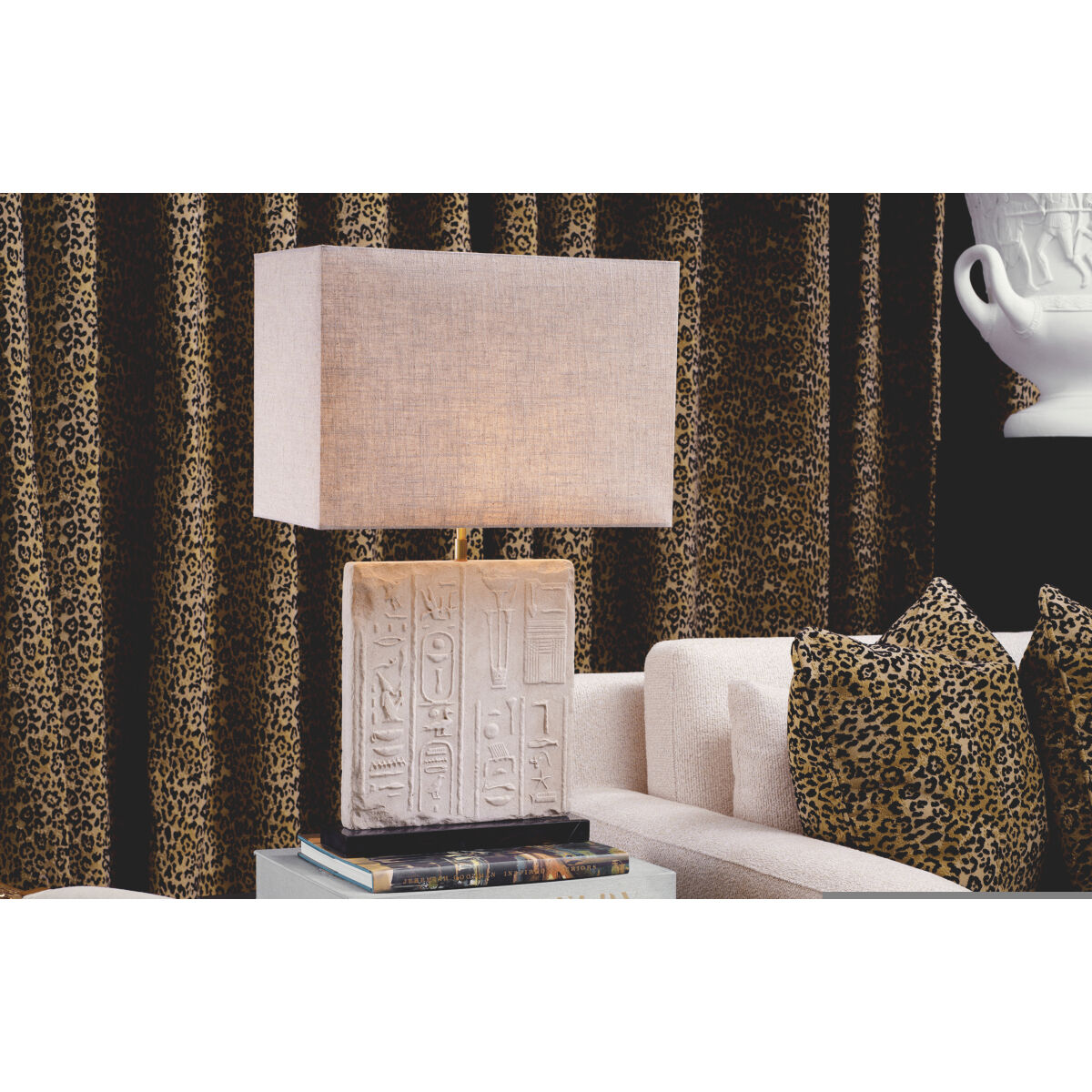 Hathor 30.71 inch 40 watt Sandstone with Brushed Brass Table Lamp Portable Light