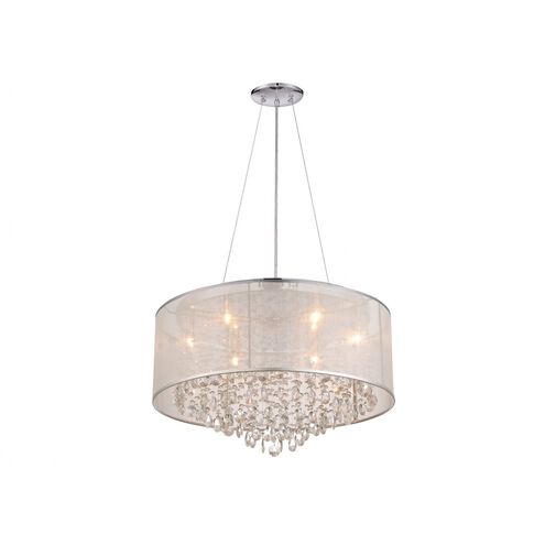 Riverside Dr. LED 24 inch Silver Organza Silk Dual Mount / Flush / Hanging Ceiling Light, Convertible to Hanging