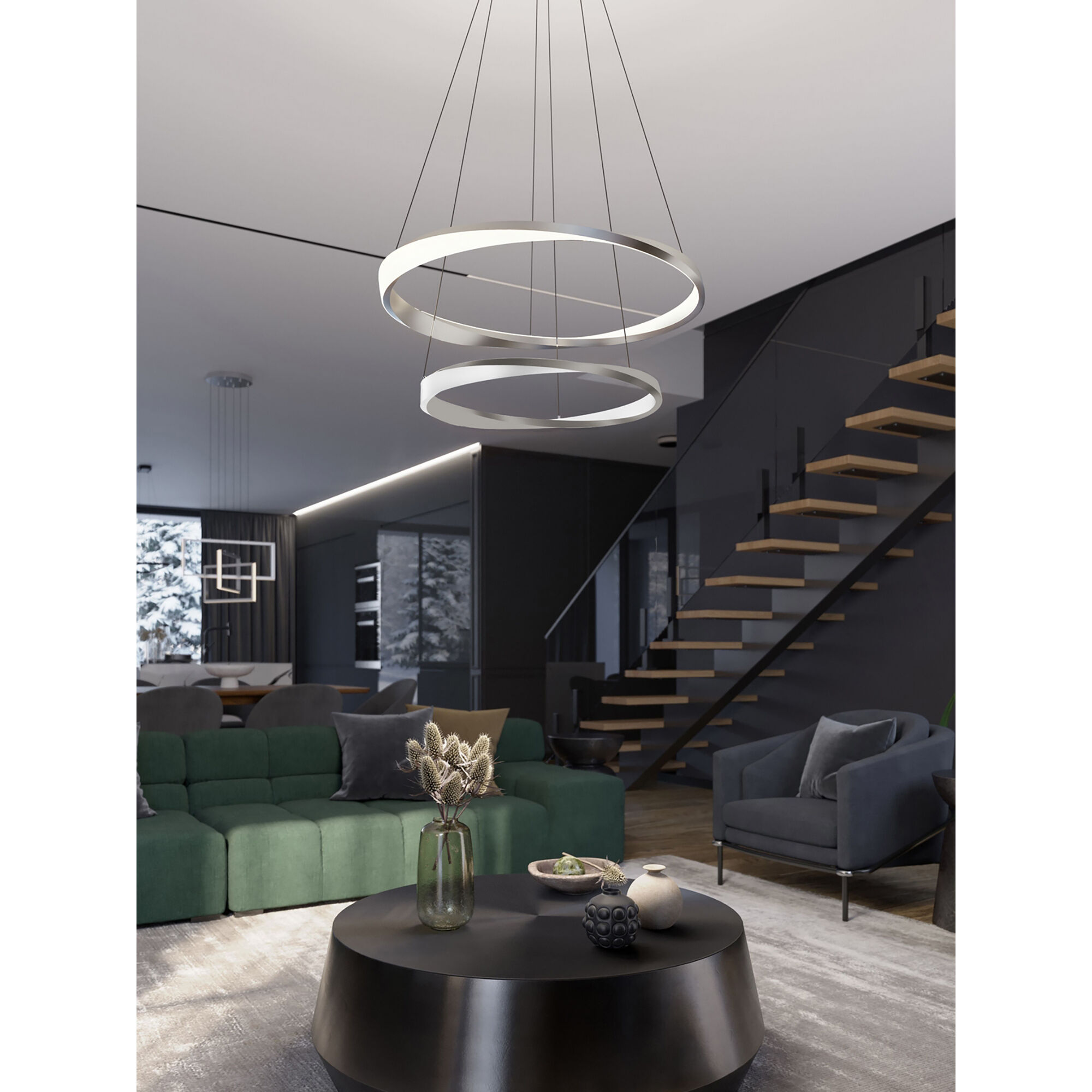 Oberon LED 1.4 inch Satin Nickel Pendant Ceiling Light