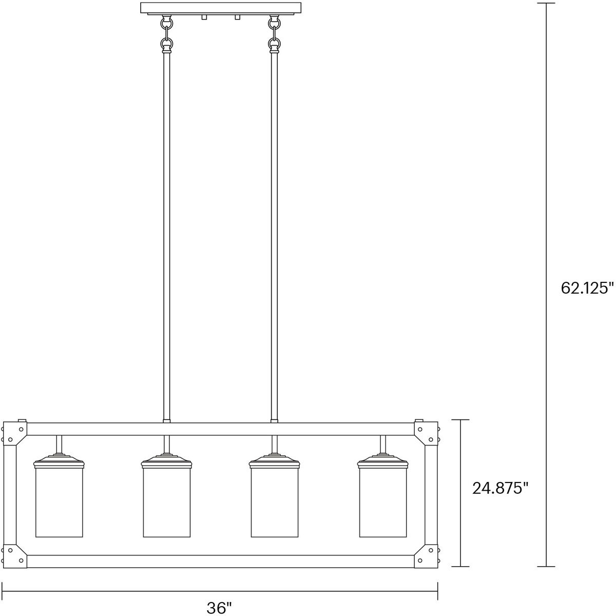 Dunning 4 Light 36 inch Driftwood Gray Linear Chandelier Ceiling Light