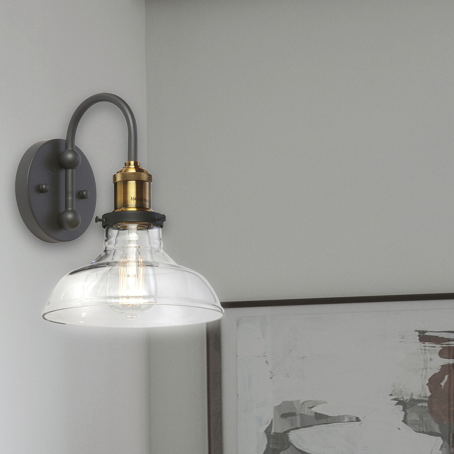 Traditional LED 8 inch Black-Antique Brass Decorative Wall Sconce Wall Light