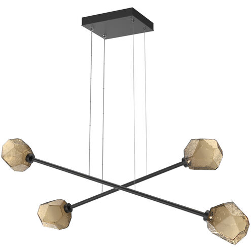 Gem LED Matte Black Linear Multi-Pendant Ceiling Light in 3000K LED, Bronze, Double Moda