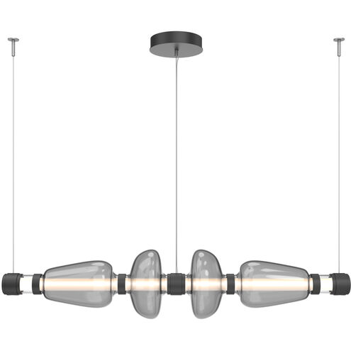 Bolla LED 53.3 inch Matte Black Linear Chandelier Ceiling Light in Smoke, Mandrel