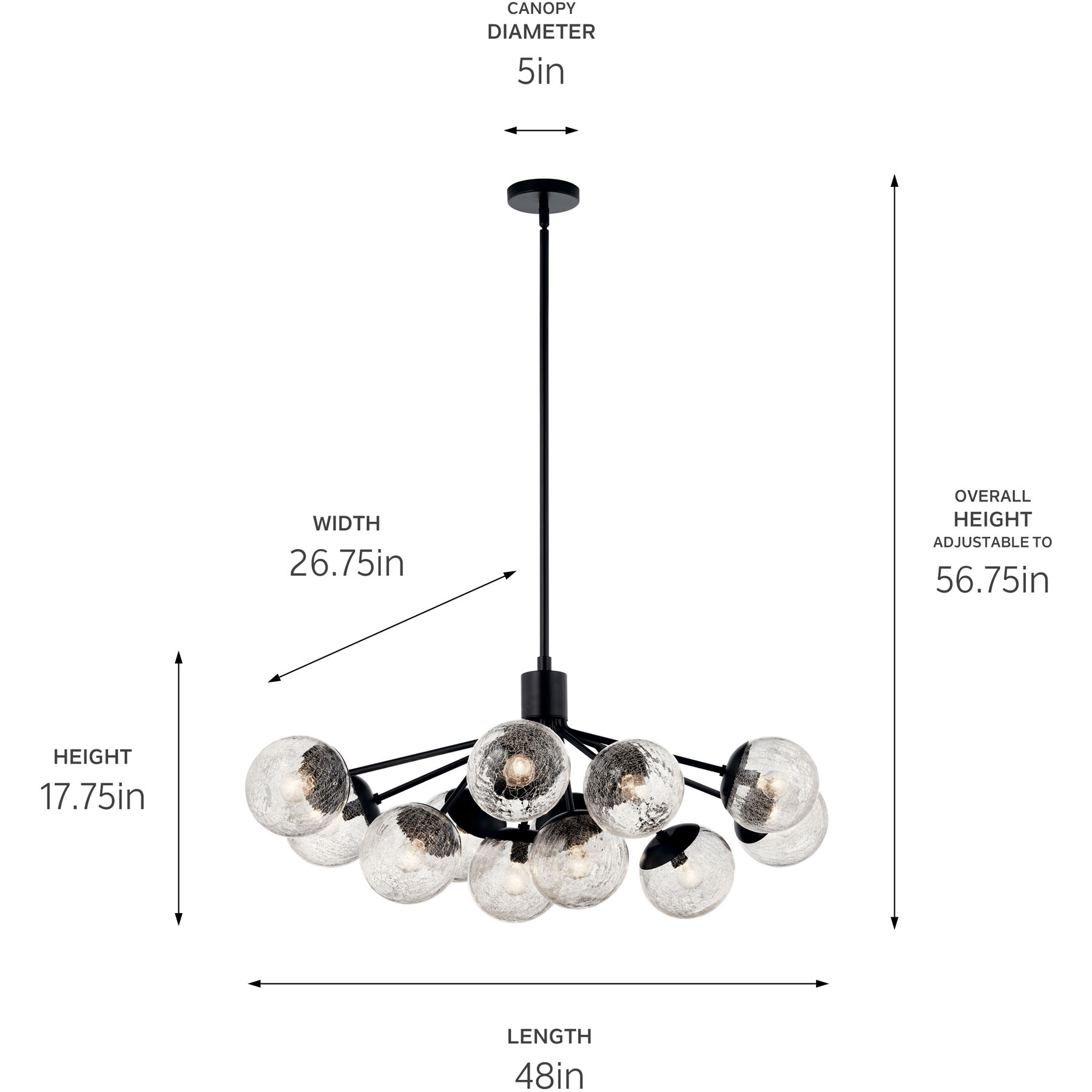 Silvarious 12 Light 26.75 inch Black Chandelier/Semi Flush Ceiling Light