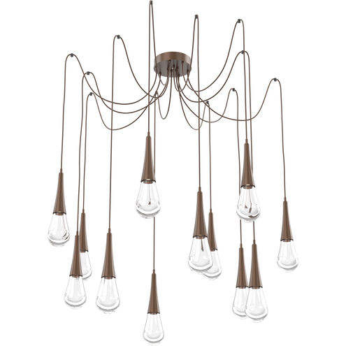 Raindrop LED 13.6 inch Burnished Bronze Swag Multi-Pendant Ceiling Light in 2700K LED