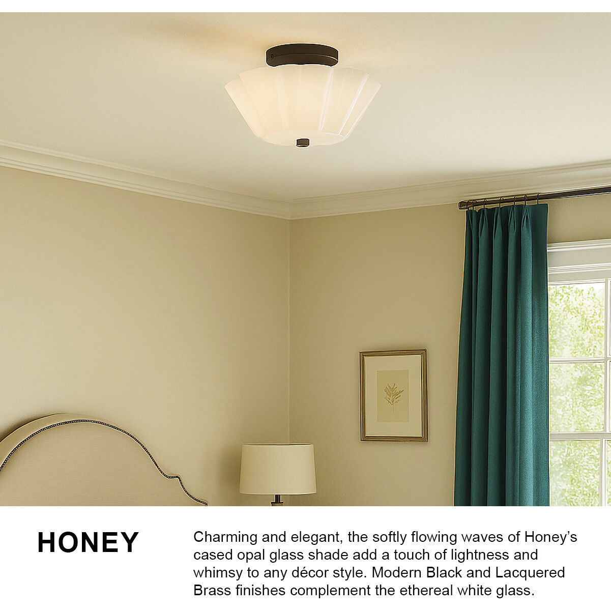 Honey 3 Light 15 inch Black Semi-Flush Mount Ceiling Light, Medium