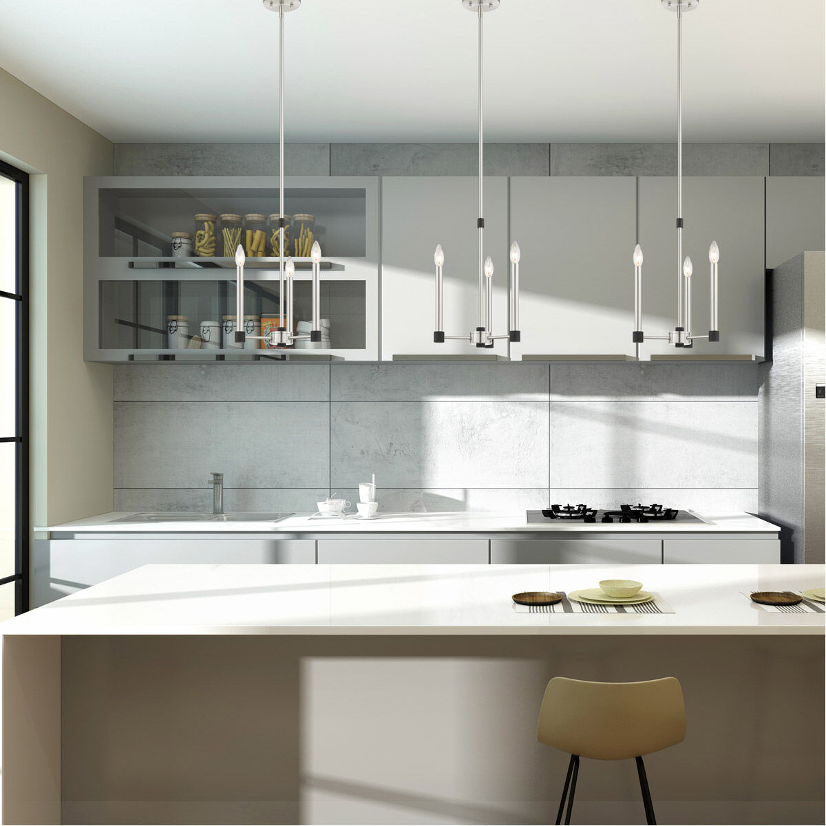 Karlstad 3 Light 12 inch Brushed Nickel with Satin Brass Accents Chandelier Ceiling Light