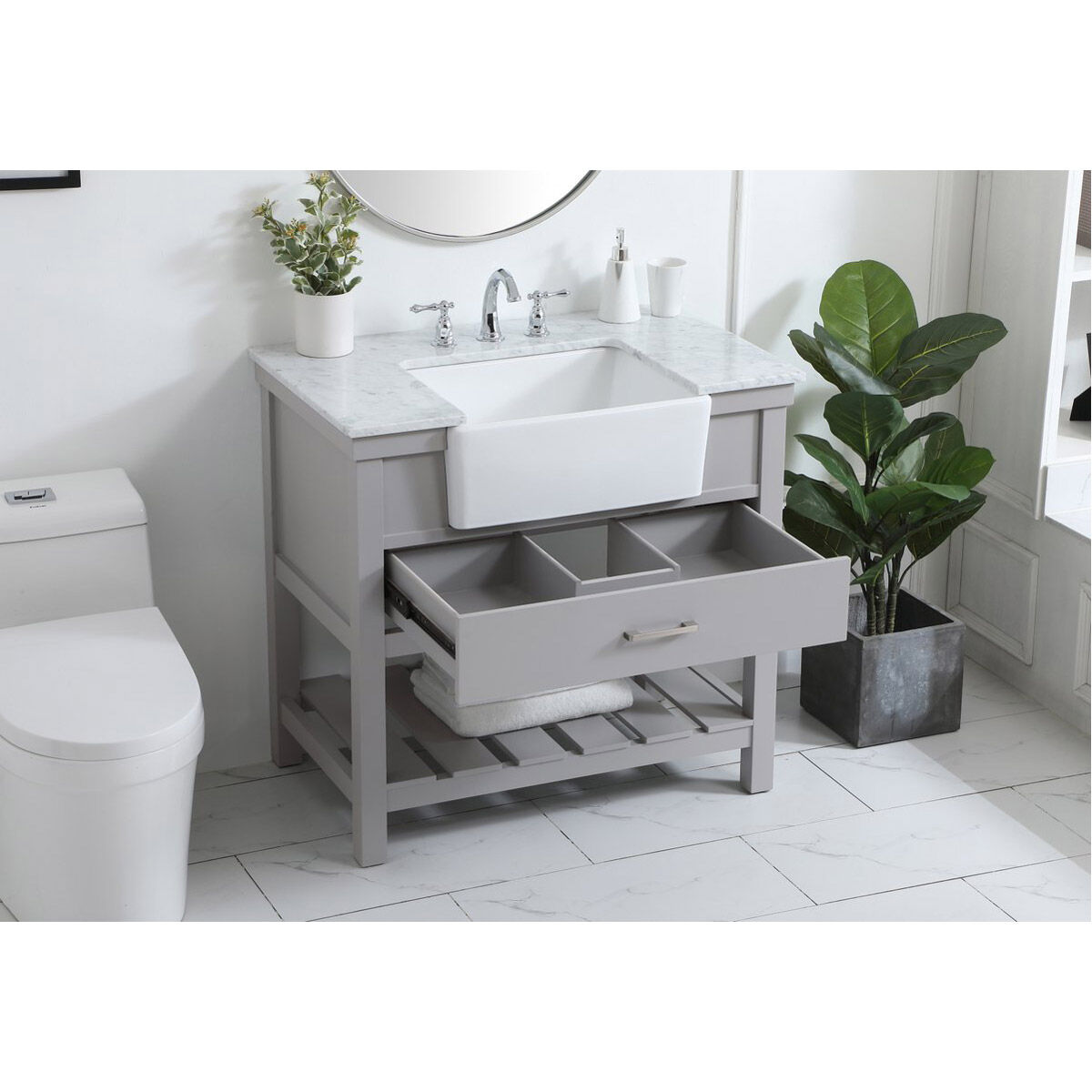 Clement 36 X 22 X 34 inch Grey Bathroom Vanity Cabinet