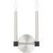 Karlstad 2 Light 7 inch Brushed Nickel with Satin Brass Accents ADA Sconce Wall Light