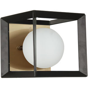 Transitional 1 Light 6 inch Black with Aged Brass Vanity Light Wall Light