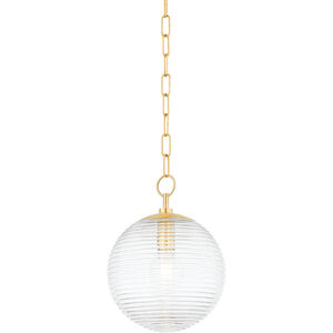 Sara 1 Light 10.5 inch Aged Brass Pendant Ceiling Light