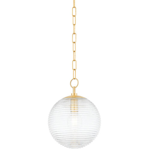 Sara 1 Light 10.5 inch Aged Brass Pendant Ceiling Light