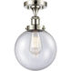 Beacon 1 Light 8 inch Polished Nickel Semi-Flush Mount Ceiling Light in Seedy Glass
