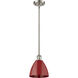 Ballston Plymouth Dome 1 Light 8 inch Brushed Satin Nickel Pendant Ceiling Light in Matte Red