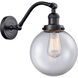 Franklin Restoration Large Beacon LED 8 inch Matte Black Sconce Wall Light in Clear Glass, Franklin Restoration