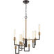 Wright 9 Light 23 inch Oil Rubbed Bronze with Satin Brass Chandelier Ceiling Light