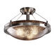 Fusion LED 21 inch Matte Black Semi-Flush Ceiling Light in 3000 Lm LED, Opal Fusion, Ring