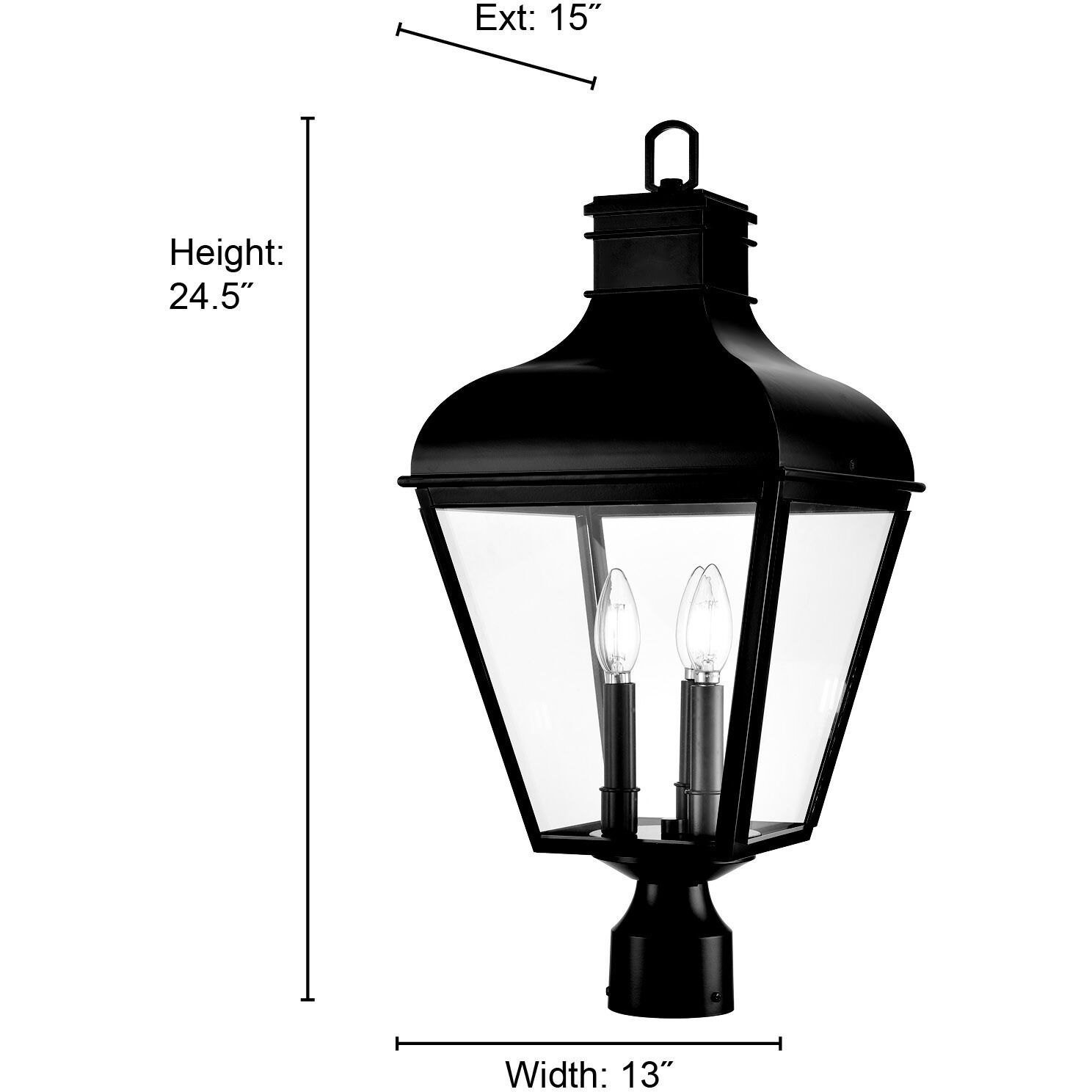 Edenton 3 Light 24 inch Matte Black Outdoor Post Lantern