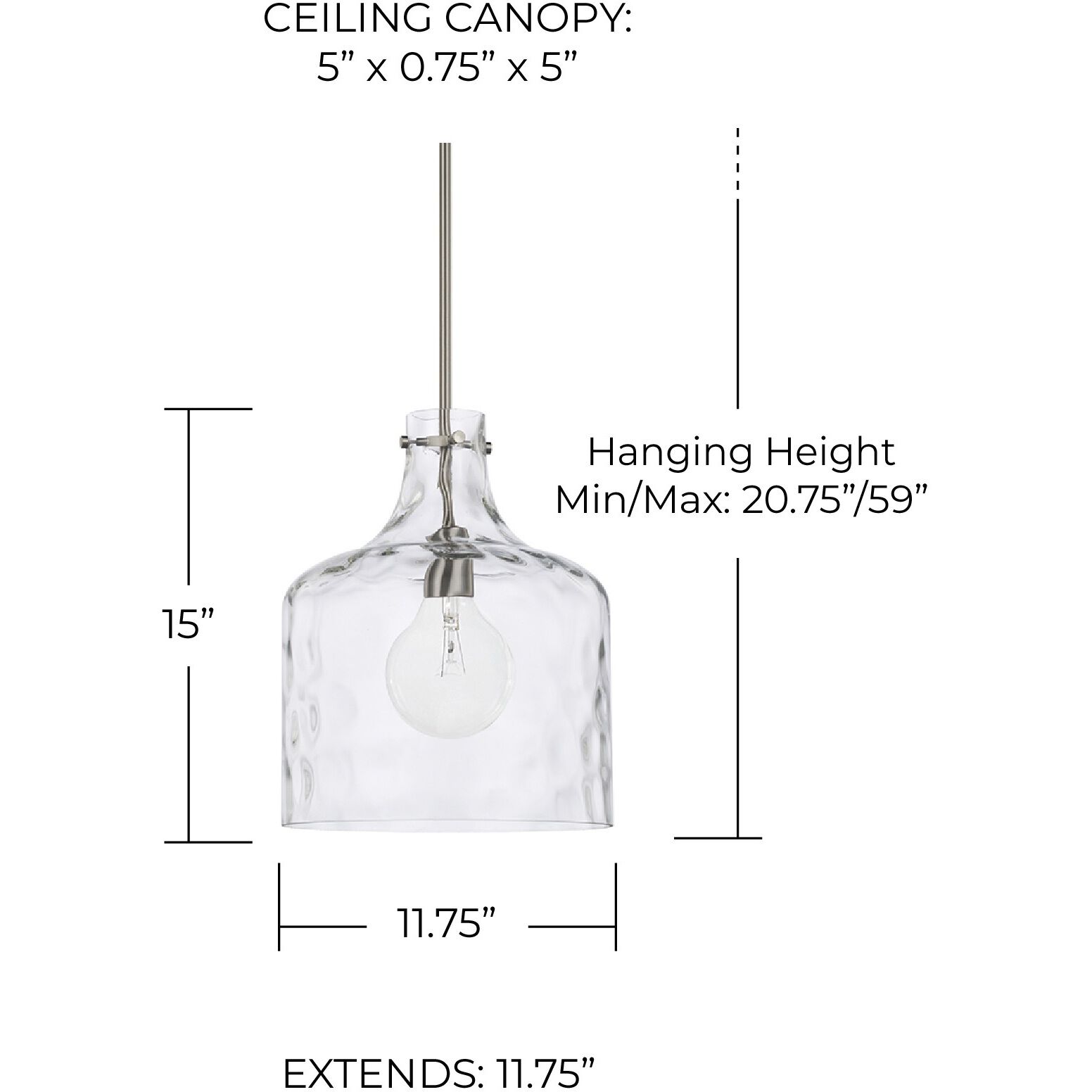 Elijah 1 Light 12 inch Brushed Nickel Pendant Ceiling Light