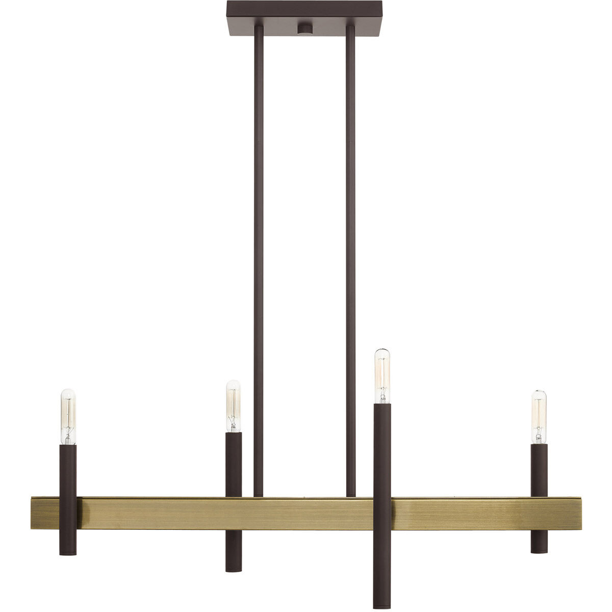 Denmark 4 Light 7.25 inch Bronze with Antique Brass Accents Chandelier Ceiling Light