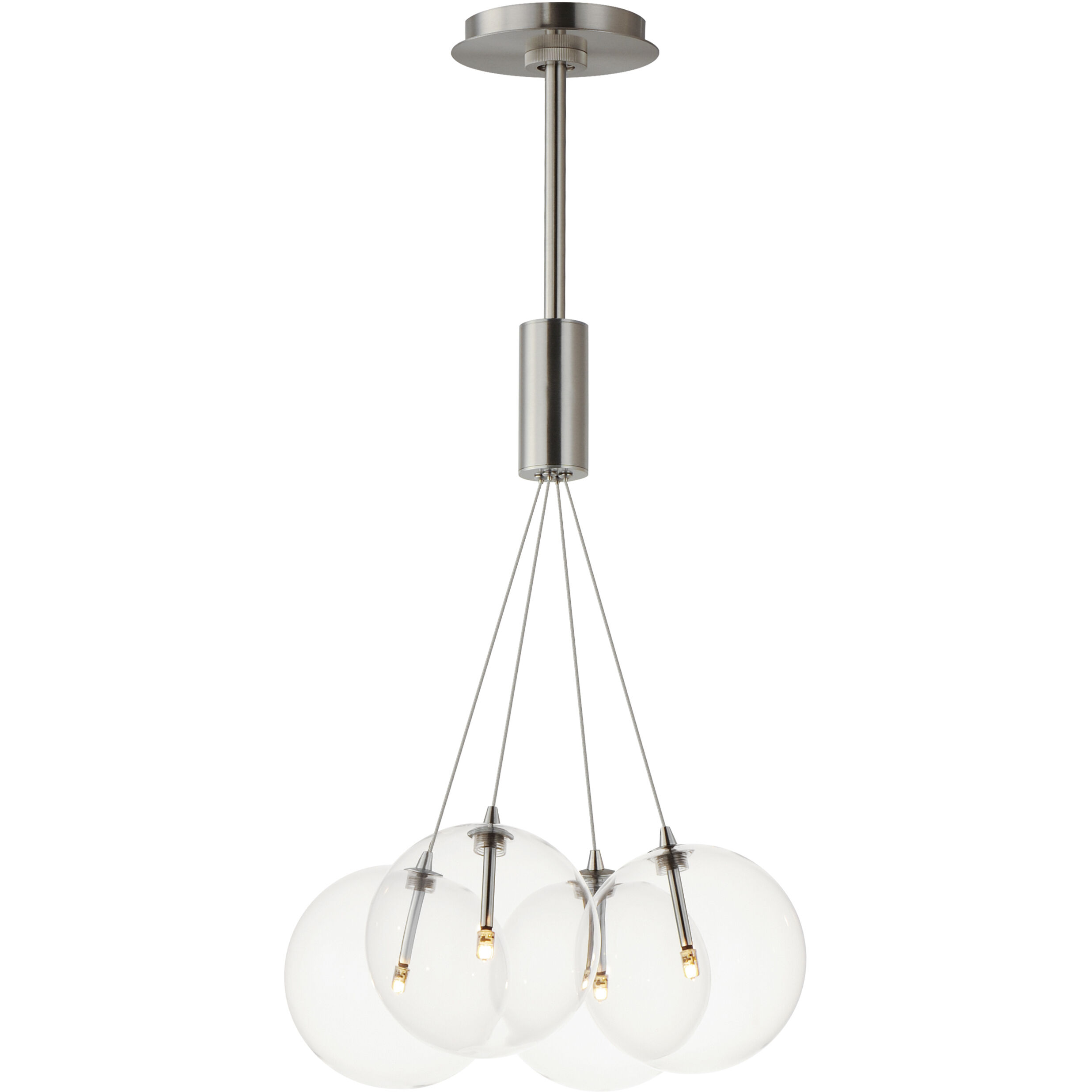 Burst LED 17 inch Satin Nickel Multi-Light Pendant Ceiling Light in Clear
