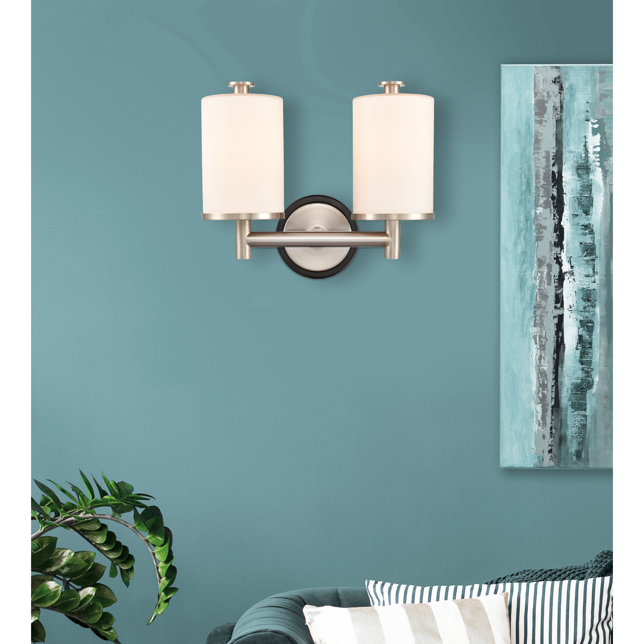 Marlowe 2 Light 13.63 inch Black Satin Nickel Bath Vanity Light Wall Light