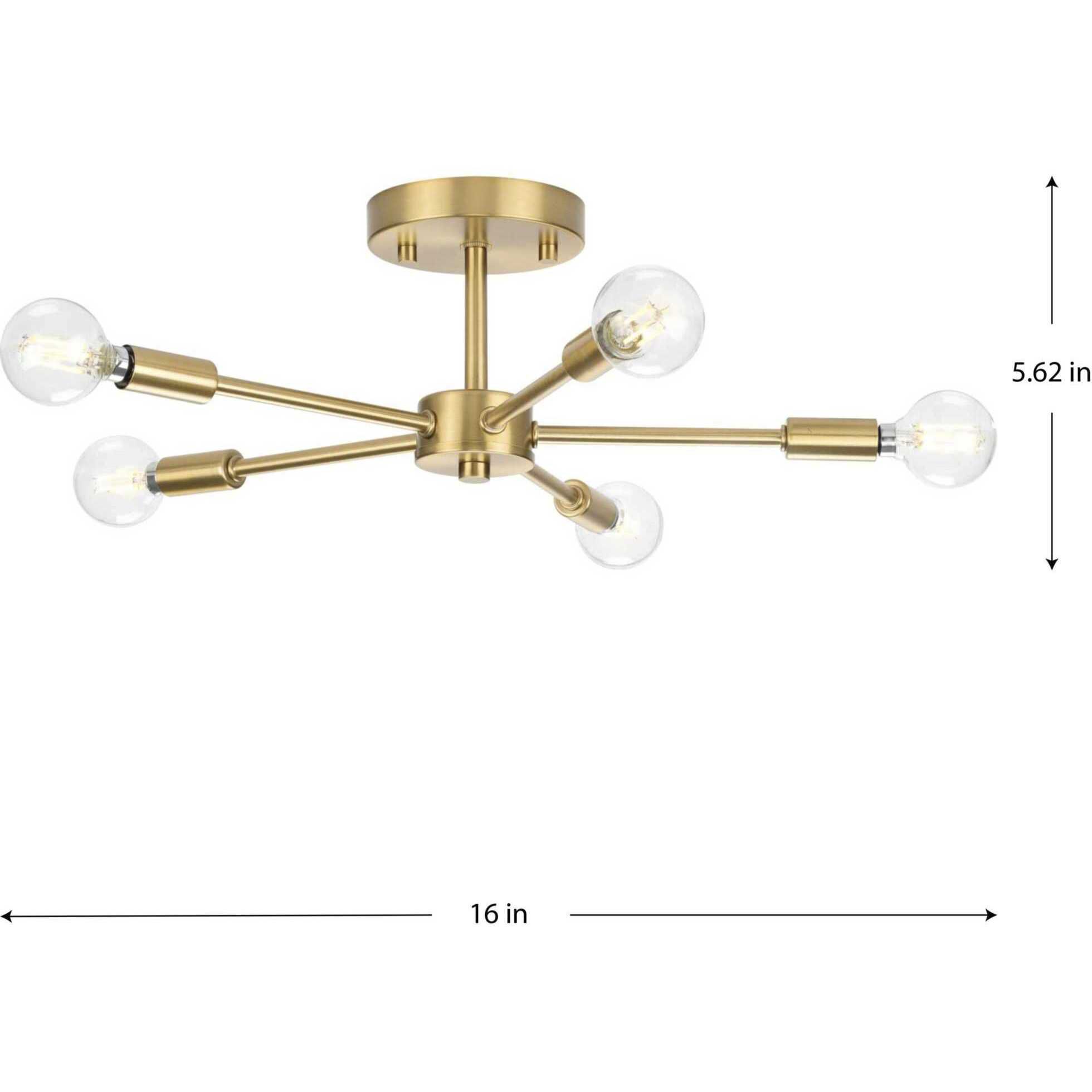 Delayne 5 Light 16 inch Brushed Bronze Semi-Flush Mount Ceiling Light