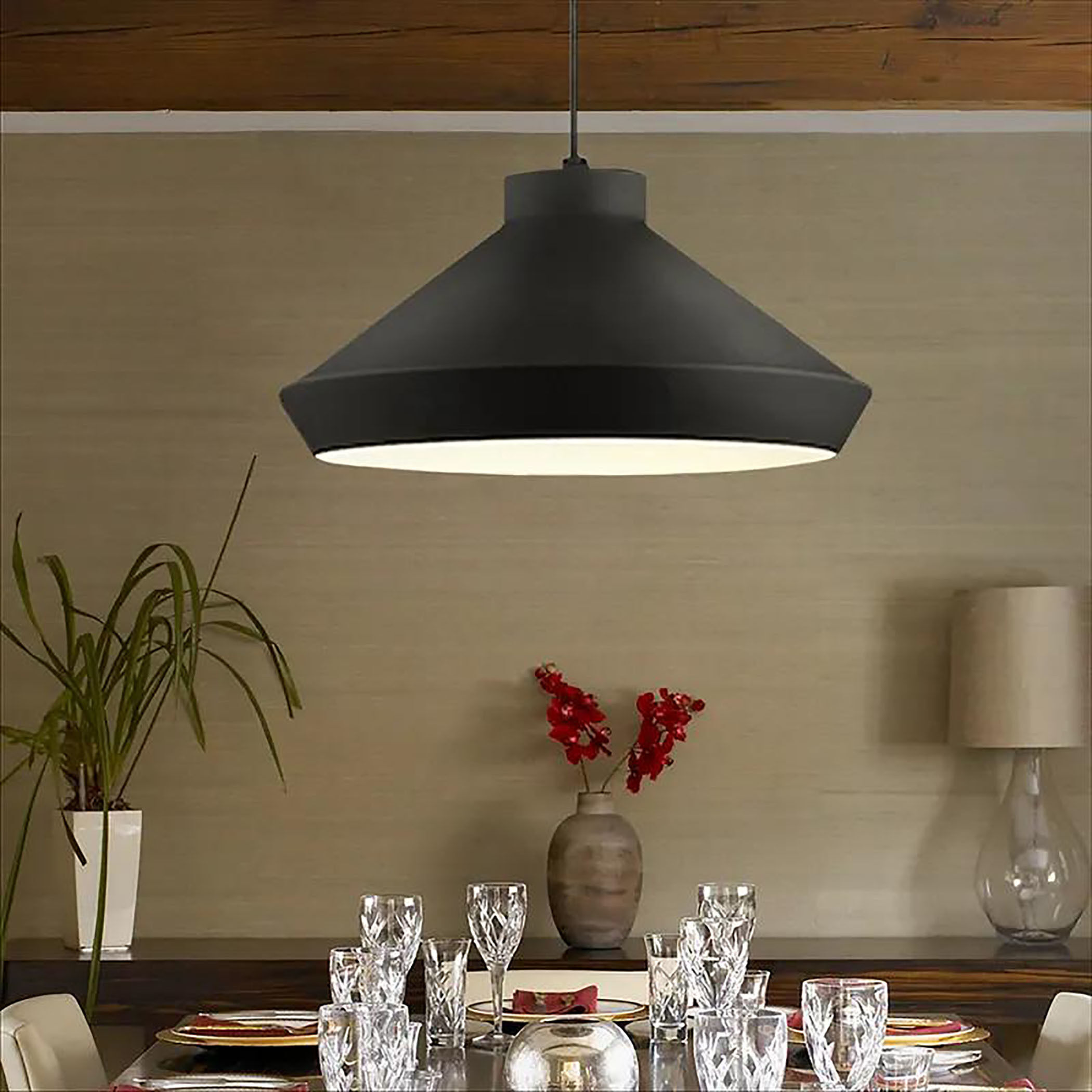 Koma LED 15 inch Satin Black Pendant Ceiling Light