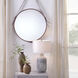 Round 26 X 26 inch Brown Leather Wall Mirror