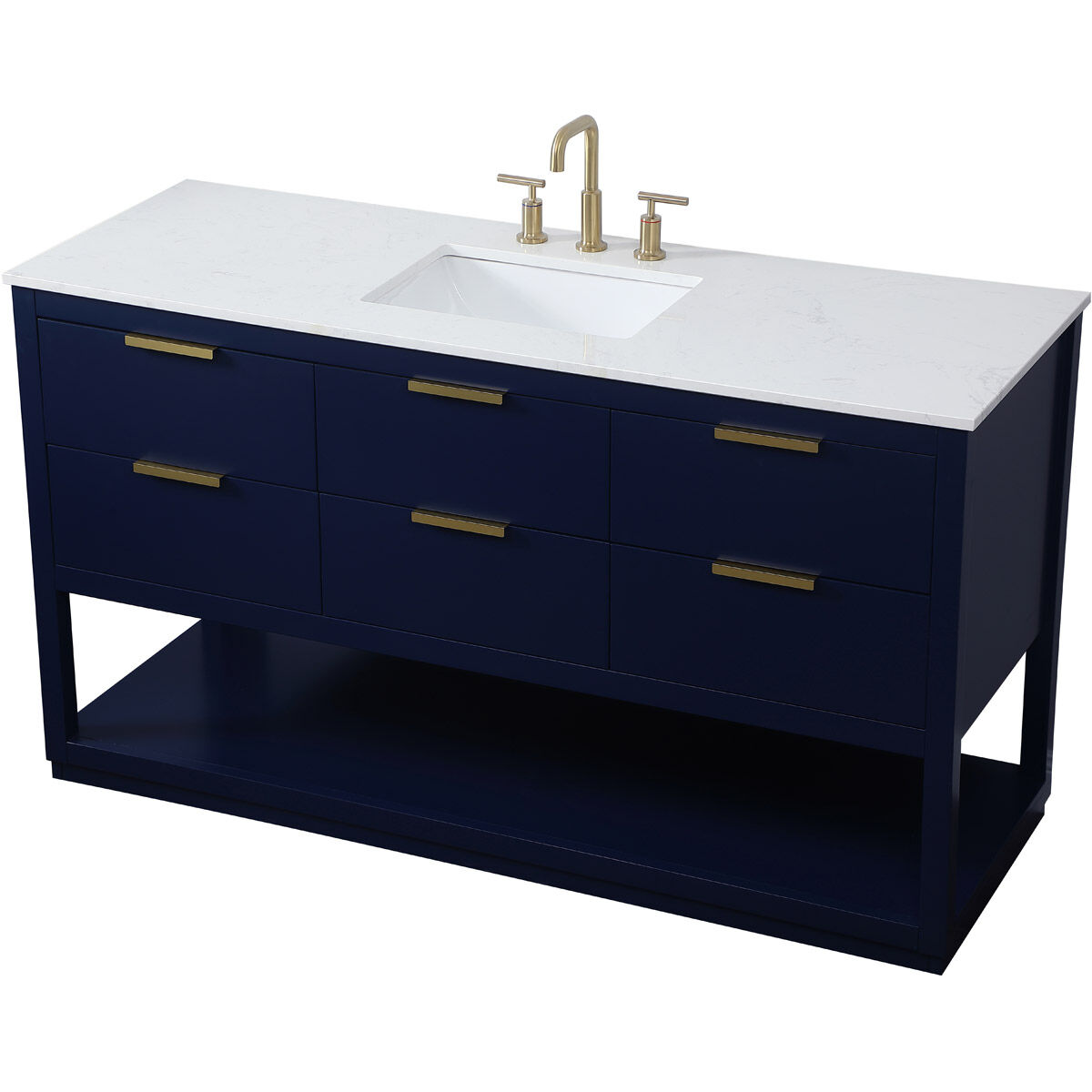 Larkin 60 X 22 X 34 inch Blue Vanity Sink Set in 1