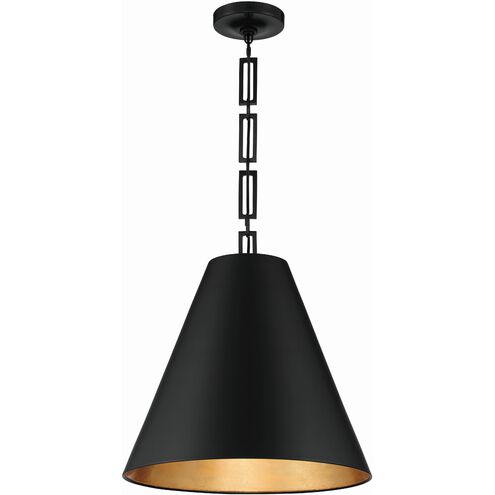Alston 3 Light 18 inch Matte Black/Antique Gold Pendant Ceiling Light in Matte Black and Antique Gold