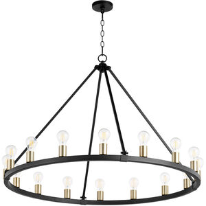 Paxton 16 Light 42 inch Noir and Aged Brass Chandelier Ceiling Light