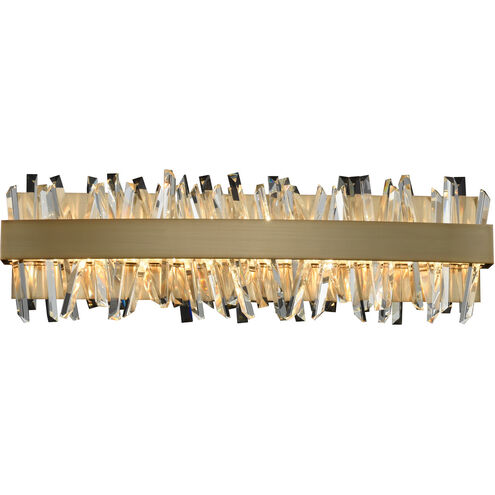 Glacier LED 24 inch Brushed Champagne Gold Bath Vanity Wall Light in Firenze Crystal Spears