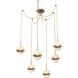 Cabochon LED 14.1 inch Gilded Brass with Travertine Stone Swag Multi-Pendant Ceiling Light in 3000K LED, Amber
