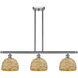 Woven Rattan Island Light Ceiling Light in Satin Nickel