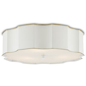 Wexford 3 Light 19.25 inch Snow White and Gold Highlights Flush Mount Ceiling Light