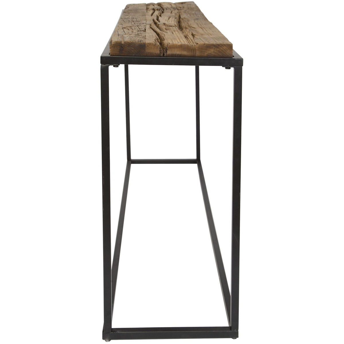 Holston 54 inch Satin Black and Natural Reclaimed Wood Console Table