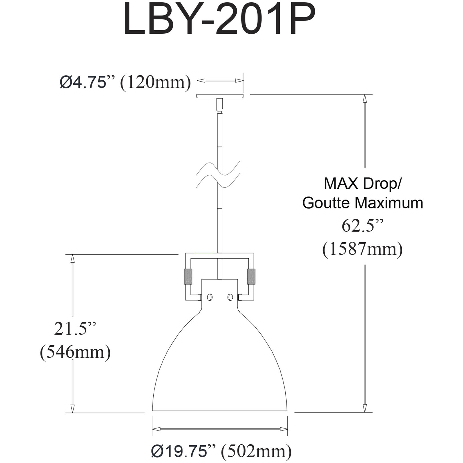 Liberty 1 Light 19.75 inch Matte White with Matte Black Pendant Ceiling Light in Matte White/Matte Black