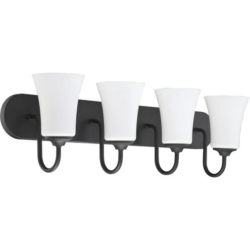Neighborhood Gwyneth 4 Light 30 inch Flat Black Vanity Light Wall Light in White Frost Glass, Neighborhood Collection