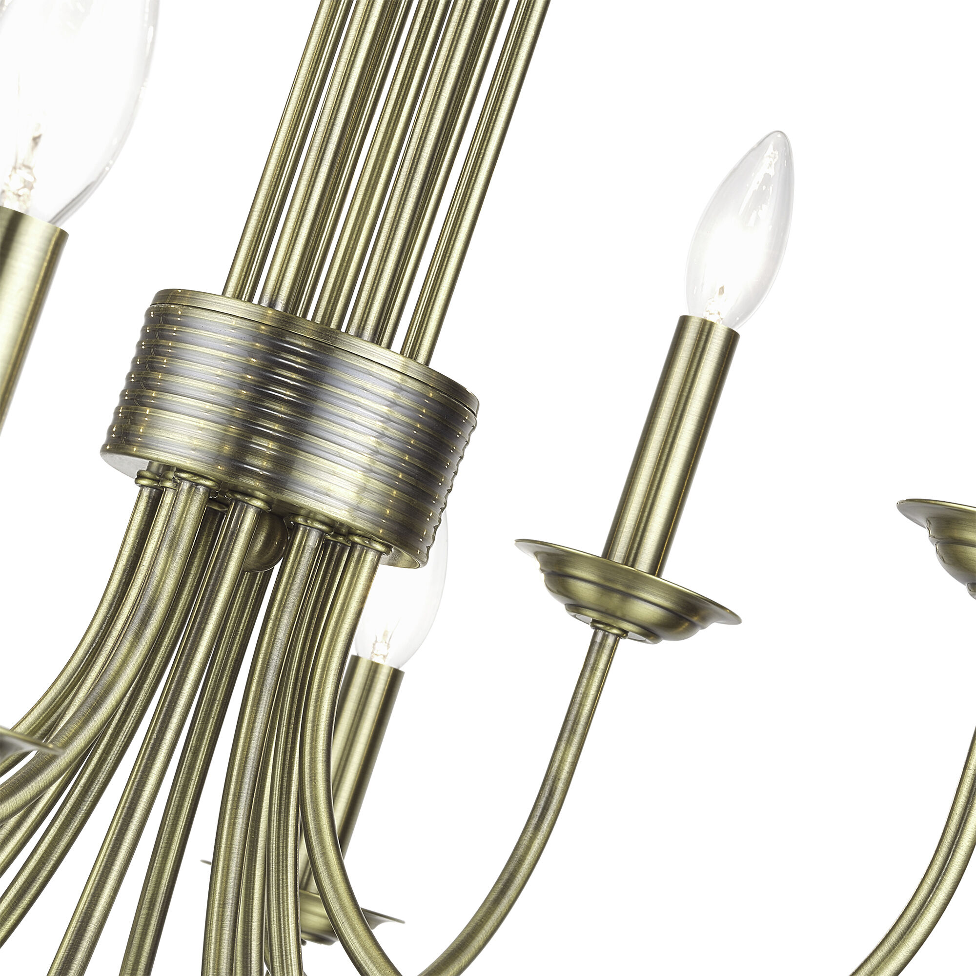 Estate 12 Light 36 inch Antique Brass 2-Tier Chandelier Ceiling Light