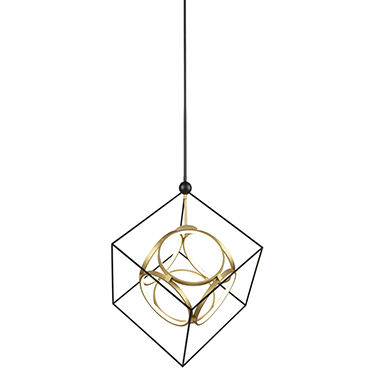 Monza LED 31.13 inch Black and Antique Brass Chandelier Ceiling Light